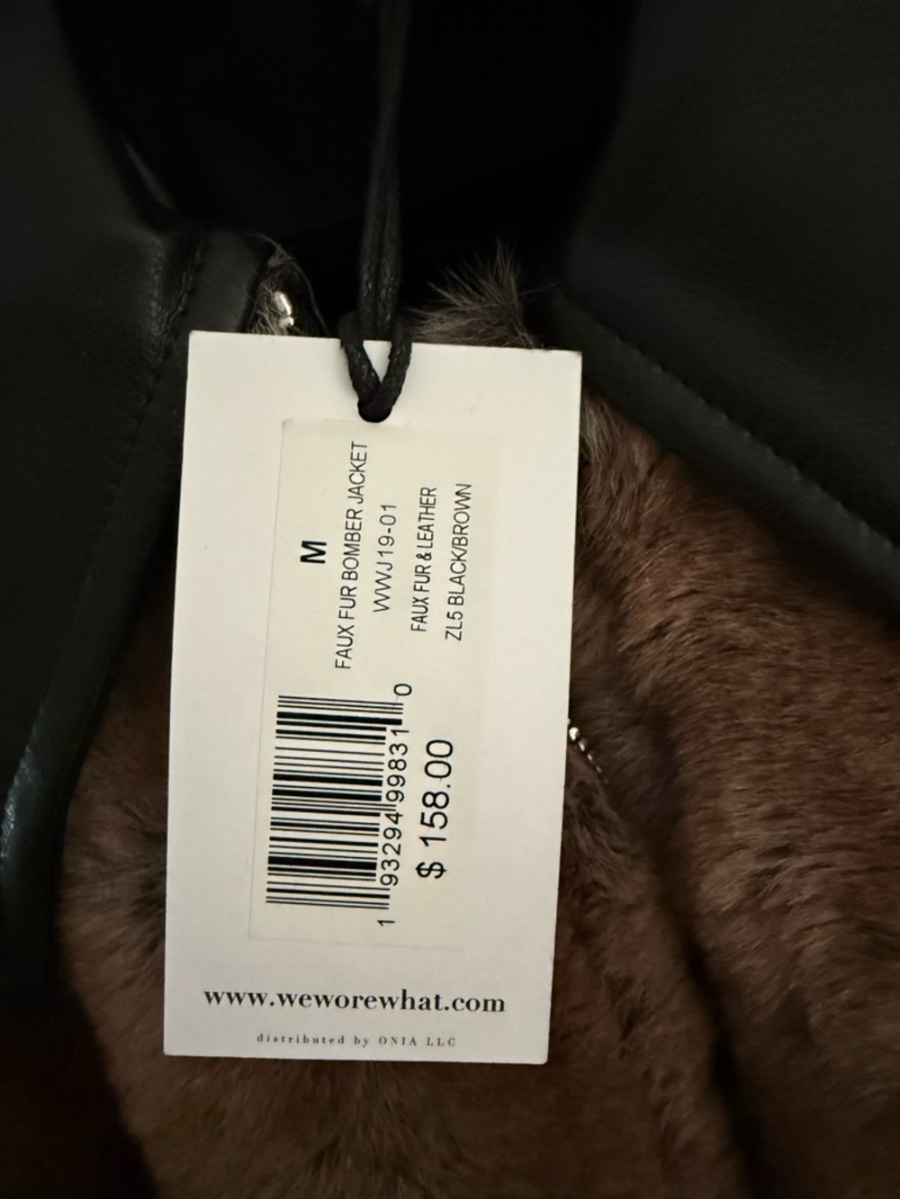 WeWoreWhat Brown Faux Fur Bomber Jacket with Black Trim - Picture 2 of 5